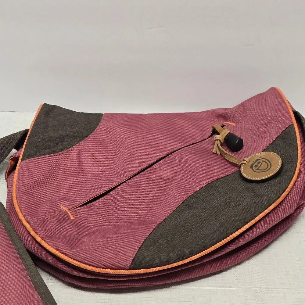 Life is good smile sling messenger Pink Brown Bag Hipster Travel Casual